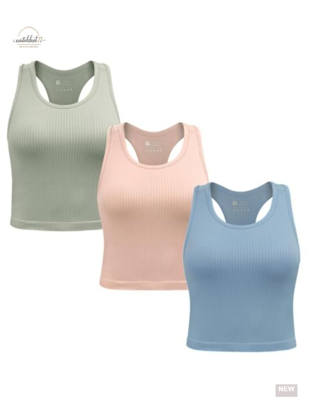 Women's Racerback Seamless Crop Tank Top with Built-in Bra, Nylon Spandex